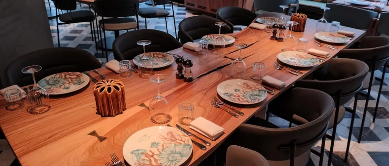 Custom commercial furniture project for Restaurant Wood Dining Table Custom Furniture by RPGroup