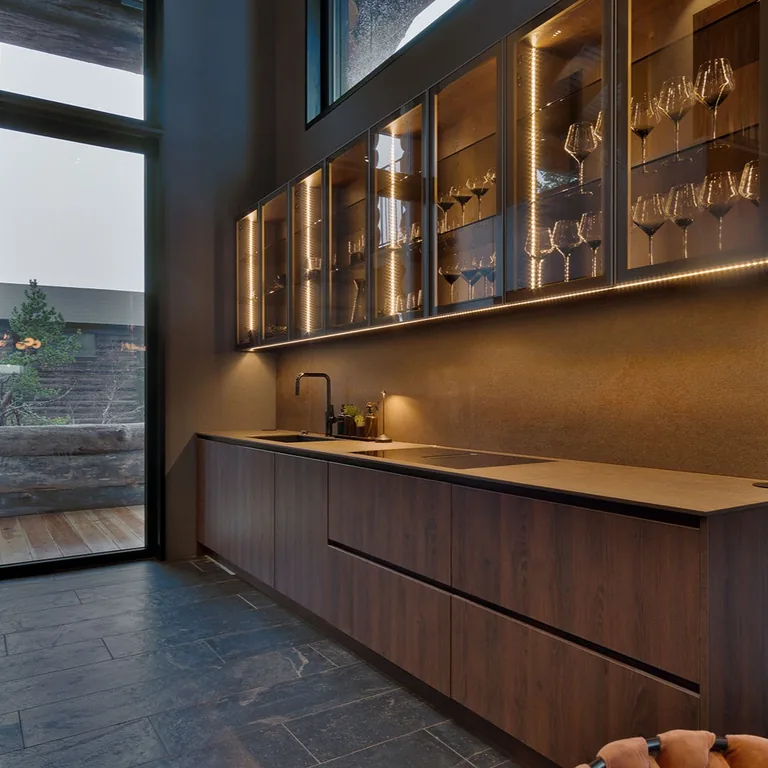 Turnkey custom furniture project in Dining Room Sideboard Glass Display Cabinets by RPGroup